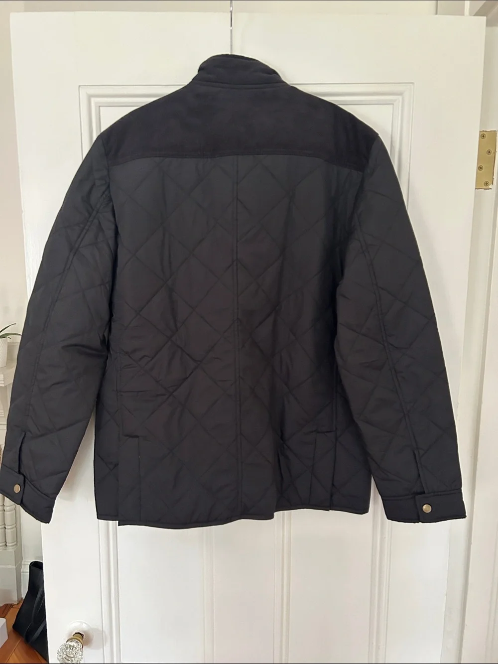 J. Crew Black Quilted Field Jacket with Tan Lining Detail